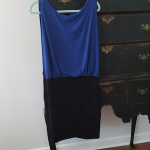 Enfocus Studio Blue Sheath Mini Dress Sleeveless Scoop Neck